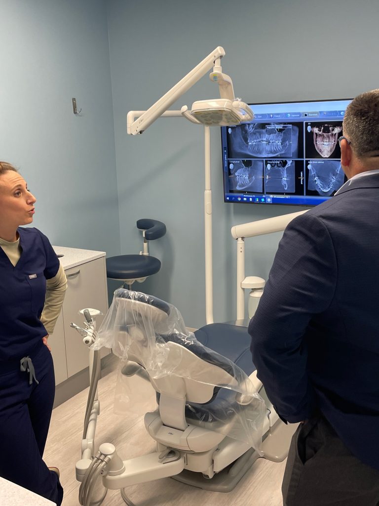 Woman getting her teeth xrayed